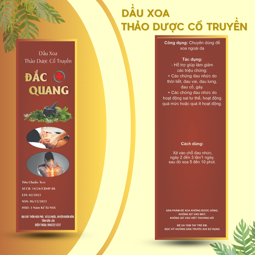 Dầu xoa thảo dược thiên nhiên Đắc Quang